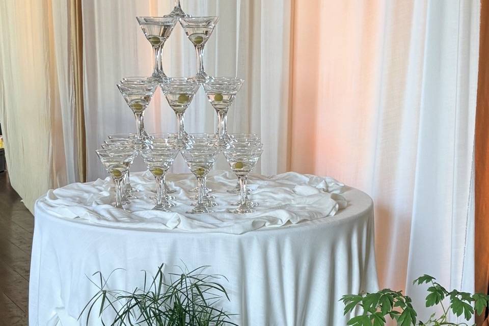 Champagne drapery and flowers