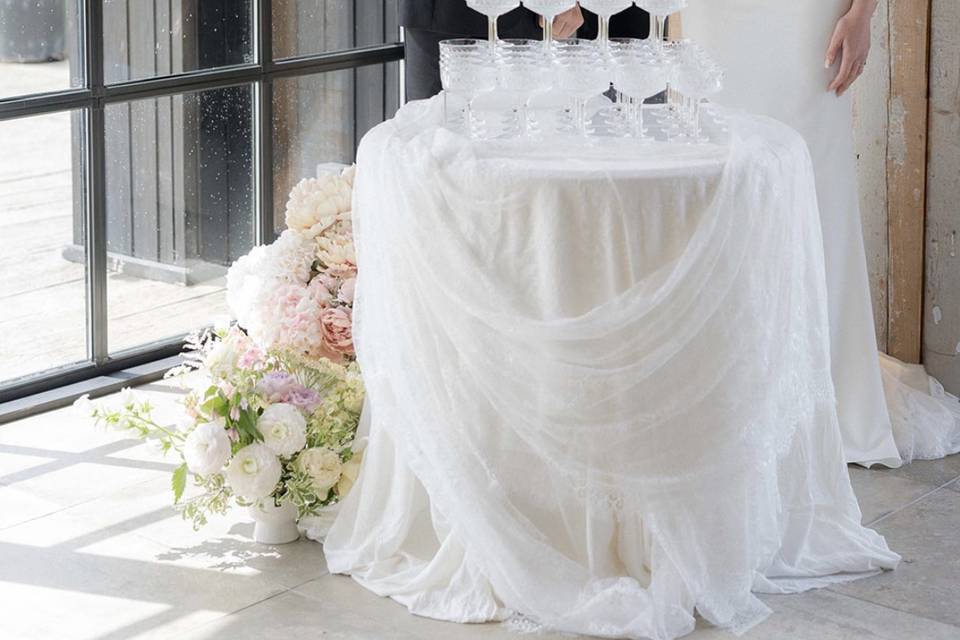 Champagne table draping