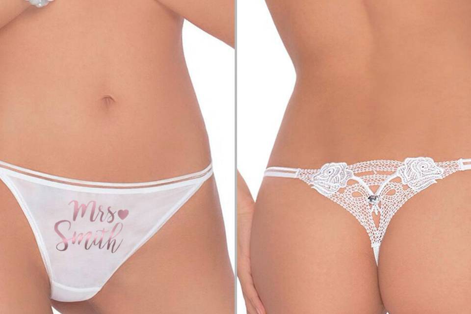 White wedding thong