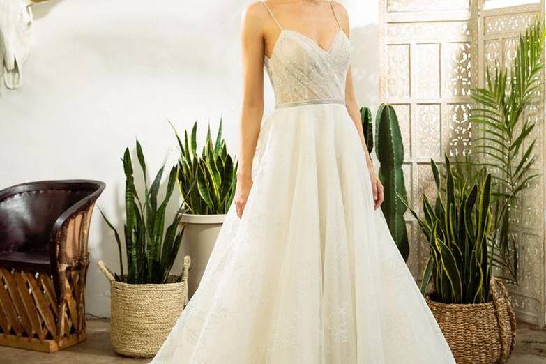 Feminine boho bridal dress