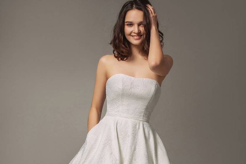 Sunflower tea-length wedding dress