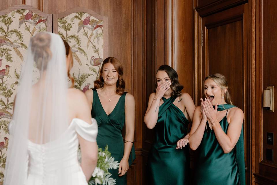 First Look with Bridesmaids