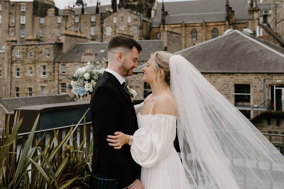 Couple on Virgin Hotel Rooftop