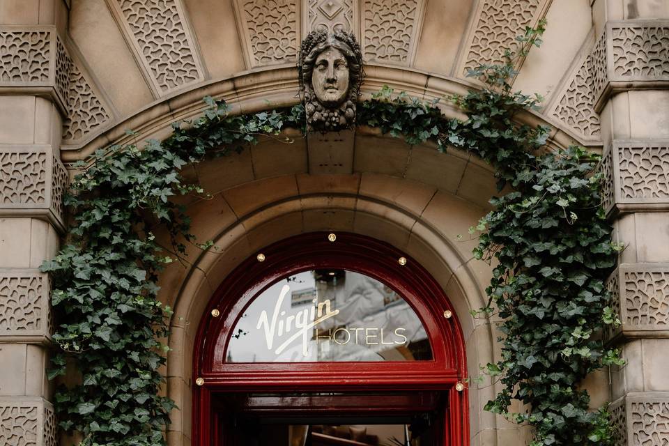 Couple at Virgin Hotel Doorway