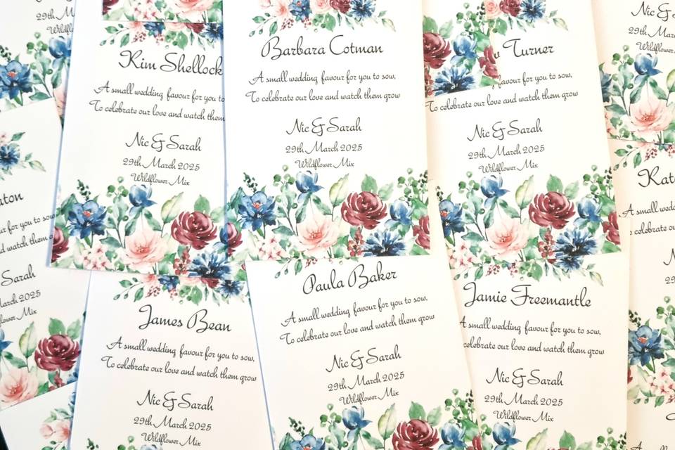Seat names & favours