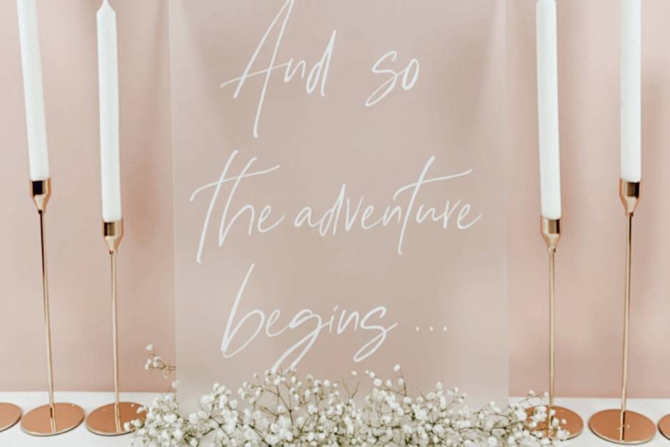 Candles and signage