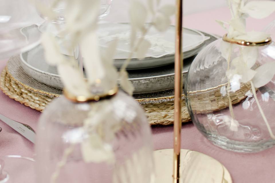 Closet-up on candle holders