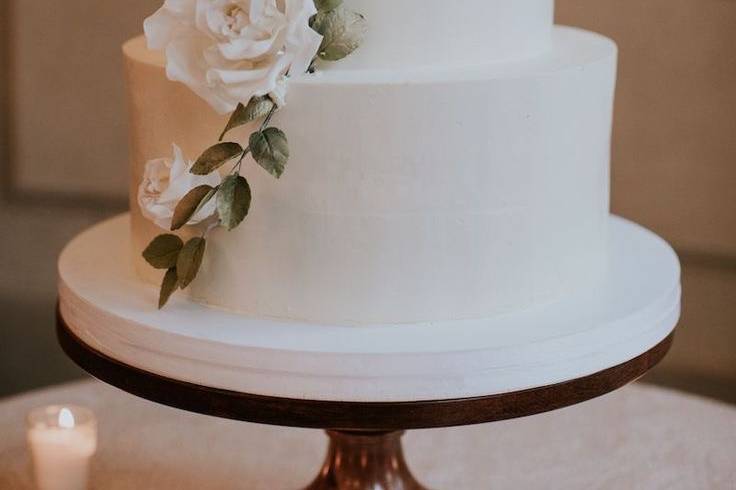 All-white elegant tiered cake