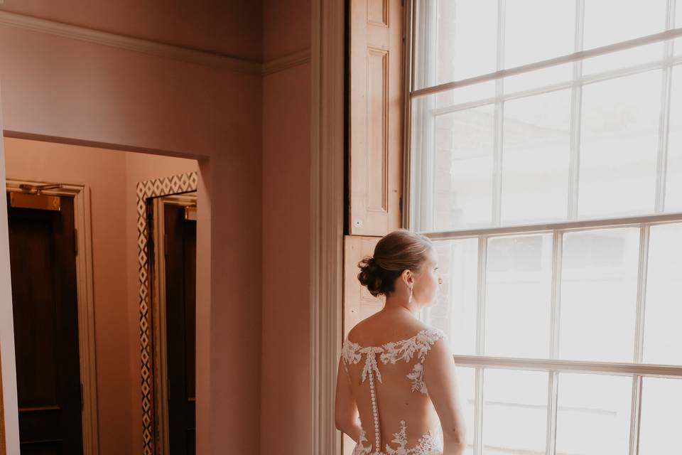 Bride in dressing room