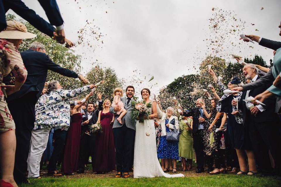 Cheering the happy couple - J S Coates Wedding Photography