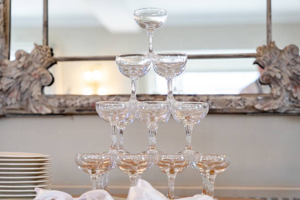 Champagne glass tower