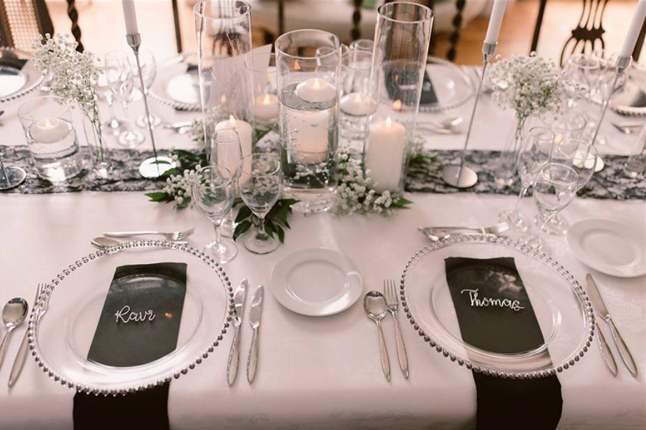 Black and white tablescape