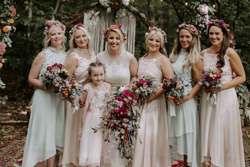 Wedding hair with flower crown