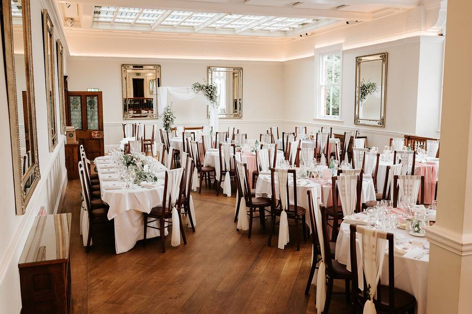 Large bright wedding breakfast