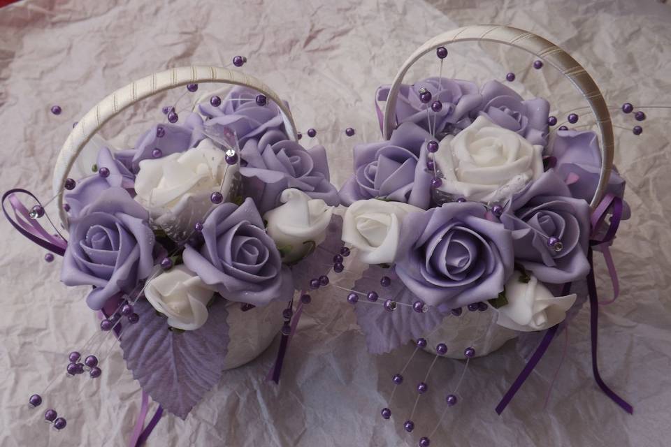 Lilac flower girls baskets