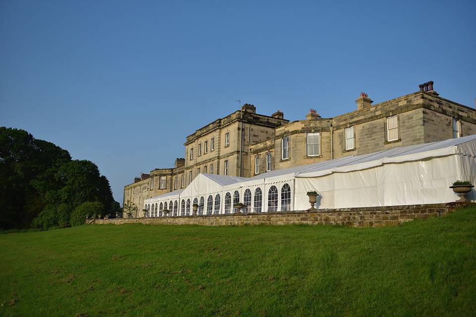 A marquee for 250 overlooking the beautiful gardens