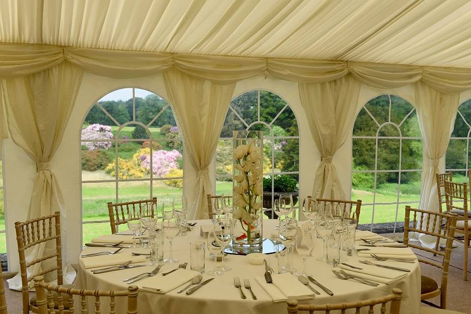 A marquee for 250 overlooking the beautiful gardens