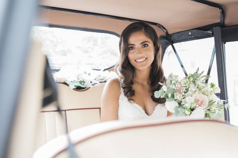 Newlywed with her bouquet