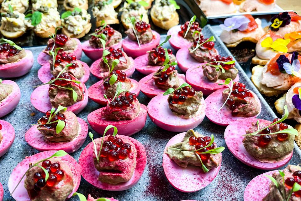 Egg & beetroot canapés