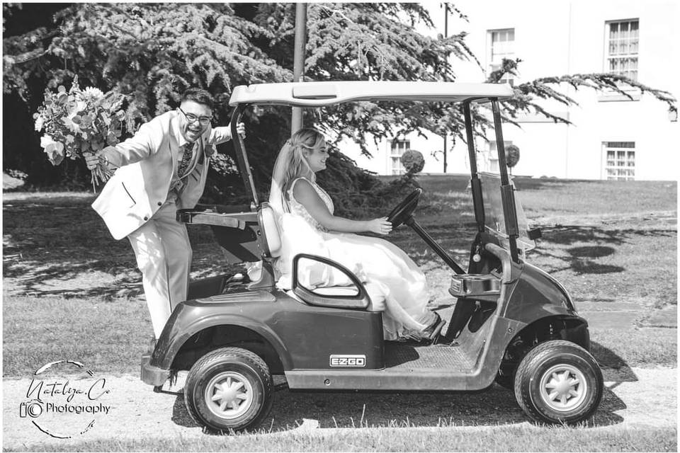 Fun in the golf buggy