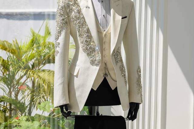 Ivory White Embellised Suit