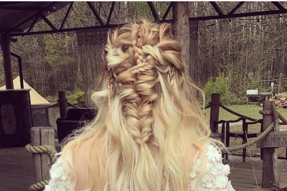 Boho half up with braid