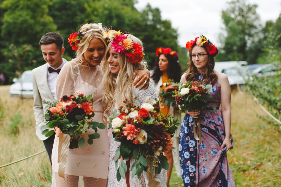 Bridal party with Flowercrowns