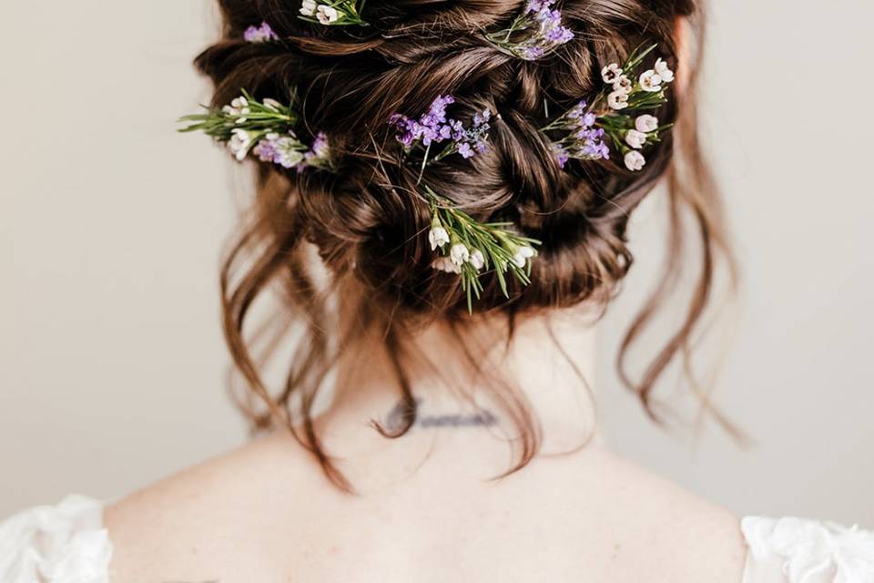 Up do with flowers