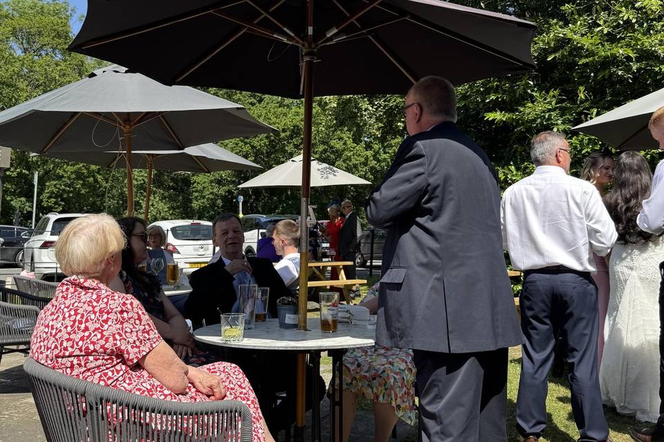 People enjoying a pub garden