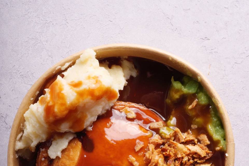 Takeaway pie and mash