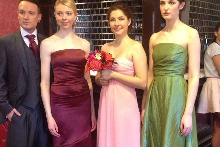 dresses all by Here Come The Bridesmaids with matching shoes and suit by Most Suitable