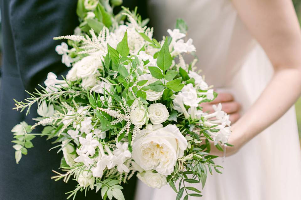 Bride and groom kiss