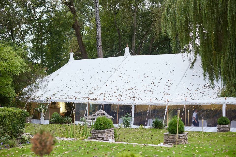 Marquee wedding at home