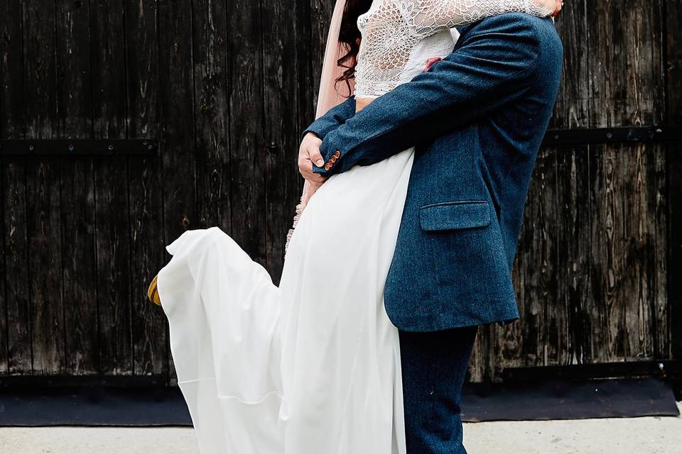 Wellies at the farm wedding