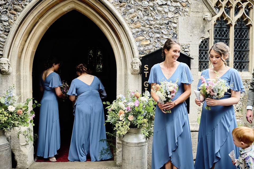 Blue bridesmaids