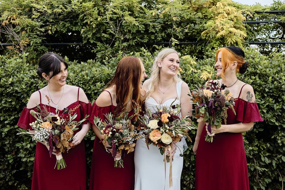 Bridesmaids in Red