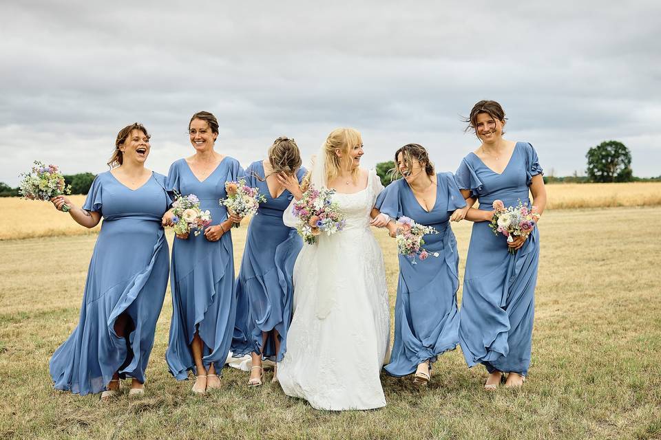 Laughing bridesmaids