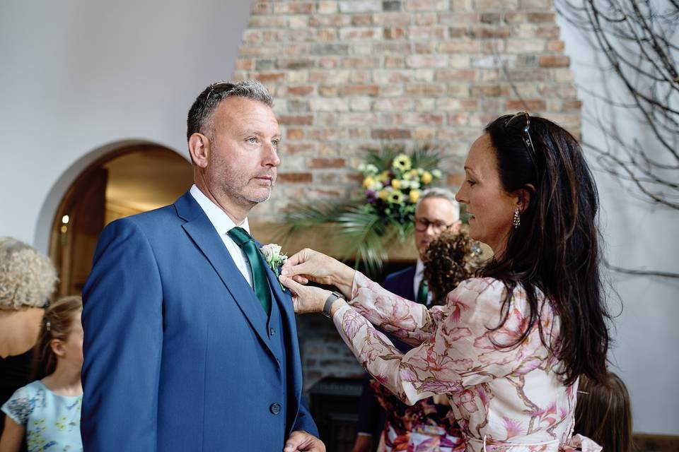Flowers being pinned