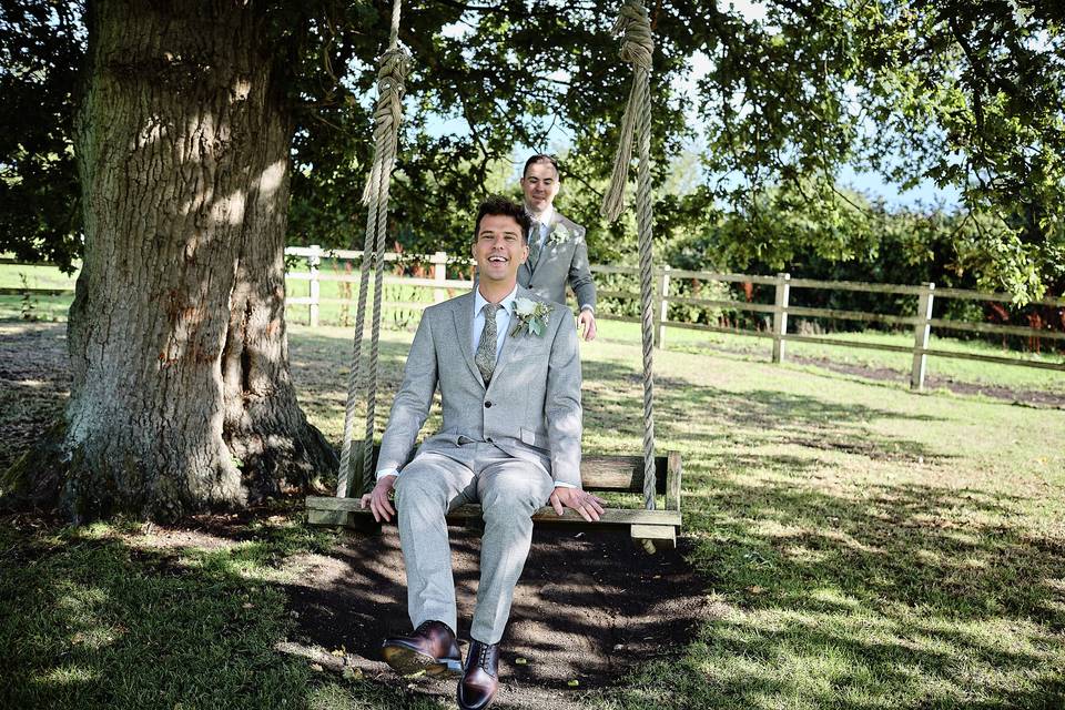 Swinging and laughing