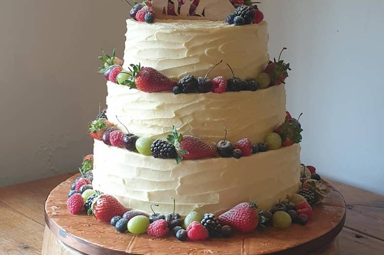 Fresh fruit wedding cake.