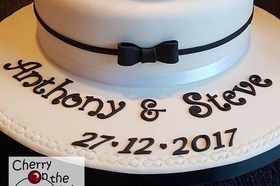 Bow tie wedding cake.