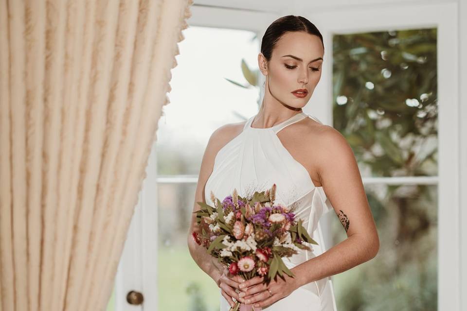 Dried flower wedding bouquet