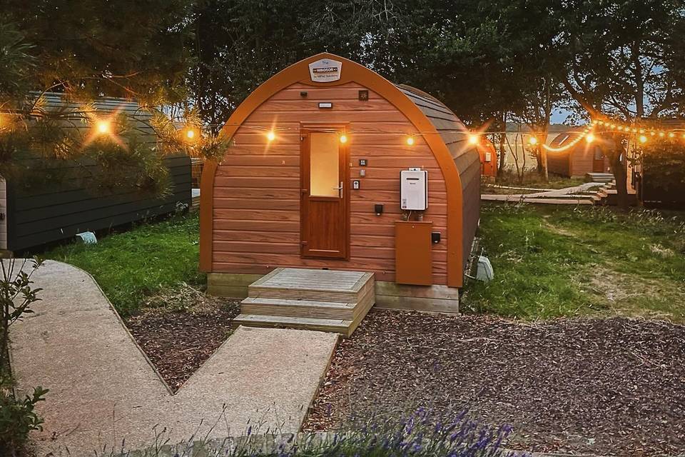 Glamping pods by night