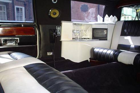 Inside of excalibur white limo