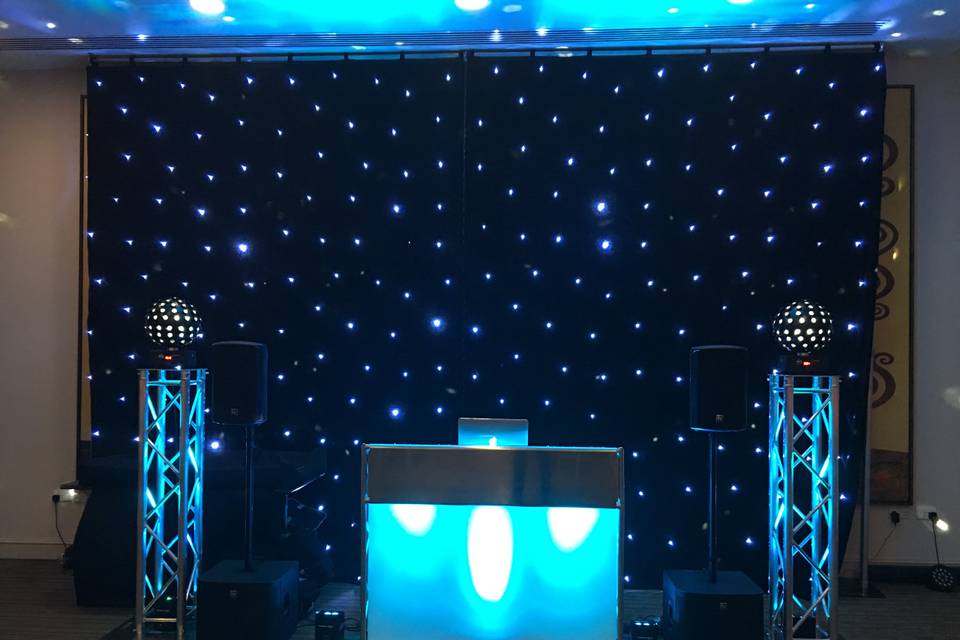 DJ Setup with Black Backdrop