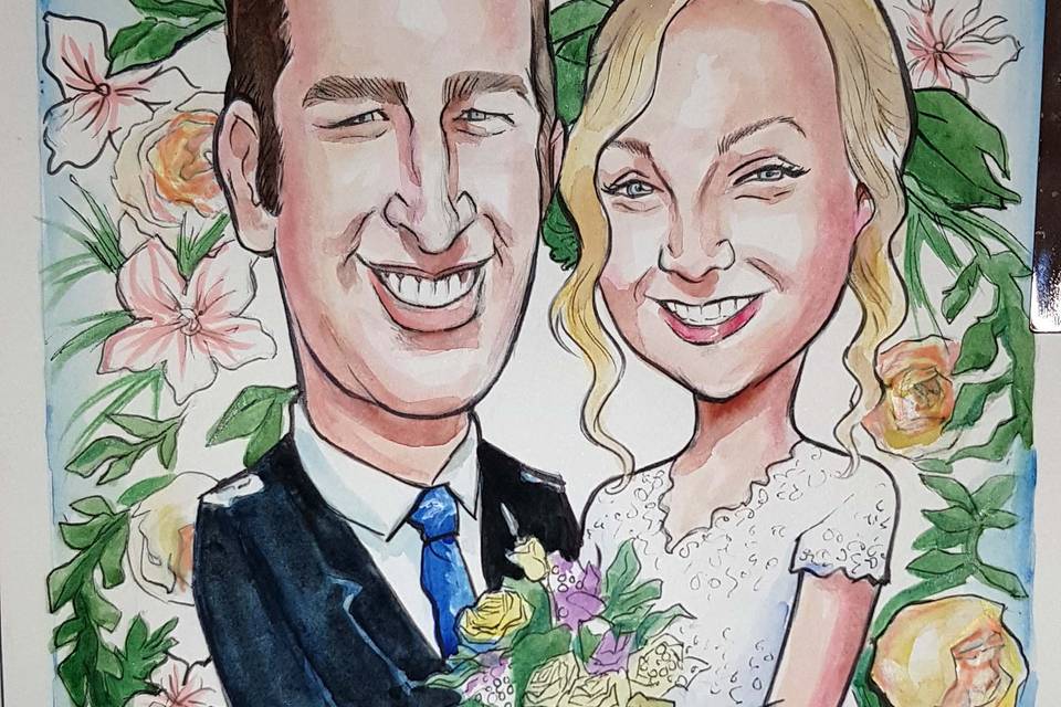 Wedding couple caricatures