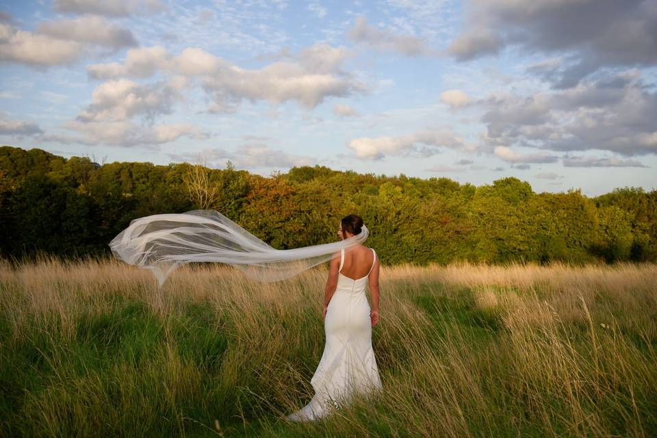 Bride at sunset