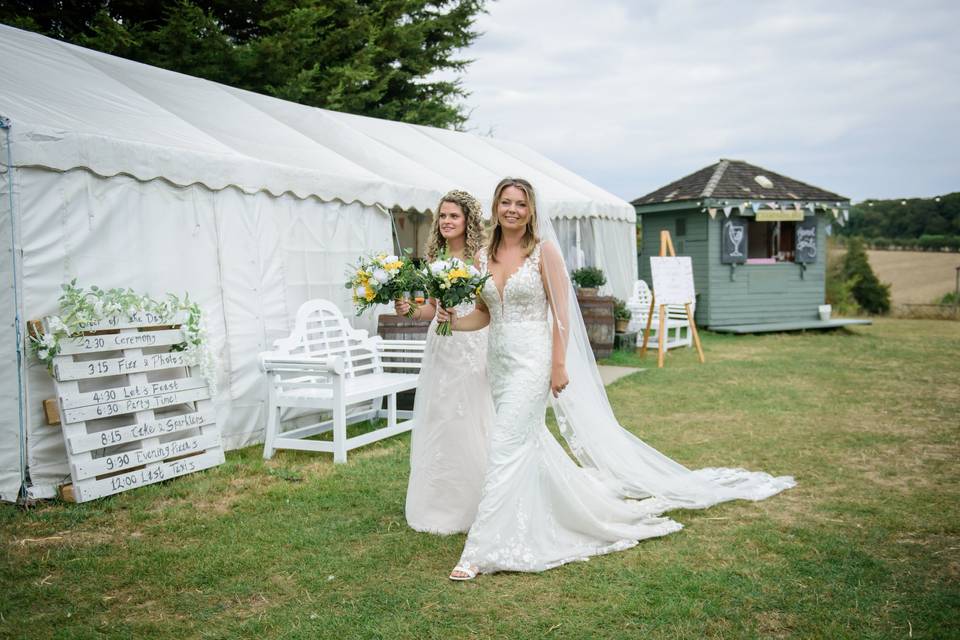 Brides on the meadow