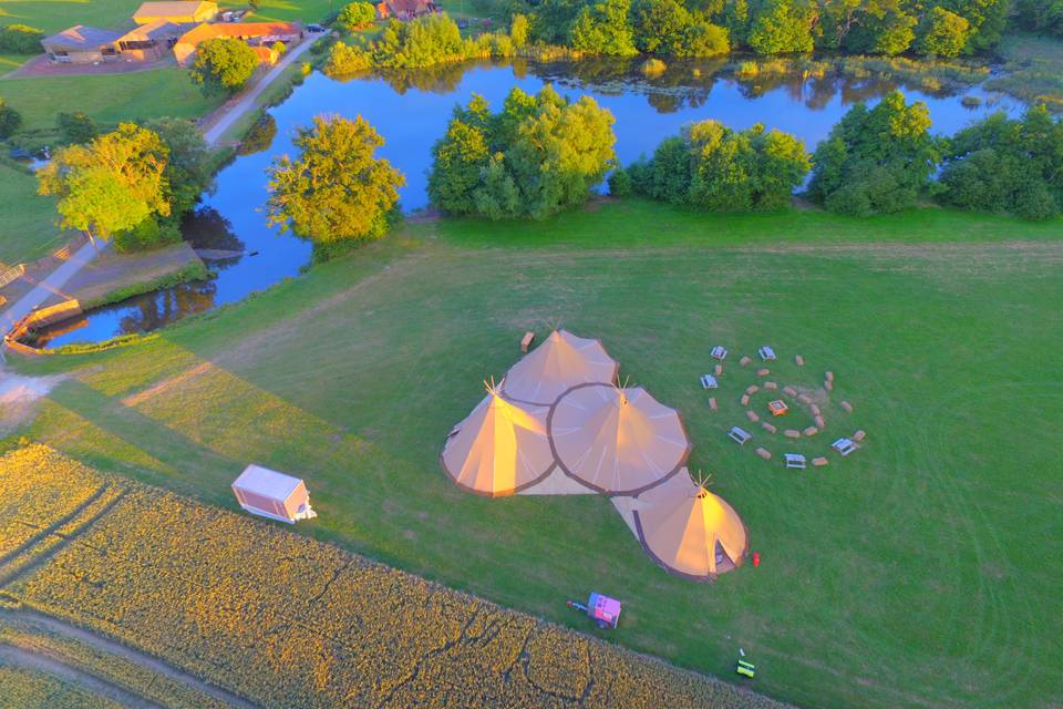 Tipi, Lake and Driveway