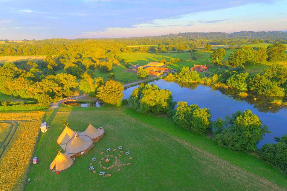 Tipi, Lake and Driveway